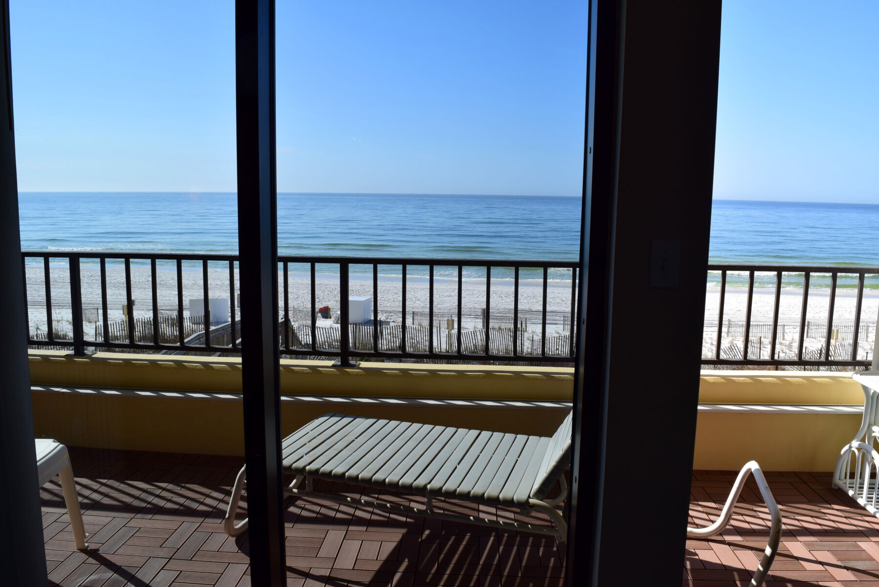 patio view of vacation rental, beach front 